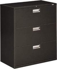 Hon - 36" Wide x 40.88" High x 19-1/4" Deep, 3 Drawer Lateral File - Steel, Charcoal - Americas Industrial Supply