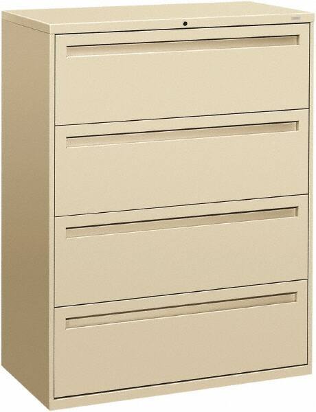 Hon - 42" Wide x 53-1/4" High x 19-1/4" Deep, 4 Drawer Lateral File - Steel, Putty - Americas Industrial Supply