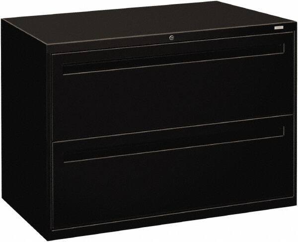 Hon - 42" Wide x 28.38" High x 19-1/4" Deep, 2 Drawer Lateral File - Steel, Black - Americas Industrial Supply