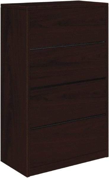 Hon - 36" Wide x 59.13" High x 20" Deep, 4 Drawer Lateral File - Woodgrain Laminate, Mahogany - Americas Industrial Supply