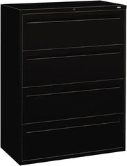 Hon - 42" Wide x 53-1/4" High x 19-1/4" Deep, 4 Drawer Lateral File - Steel, Black - Americas Industrial Supply