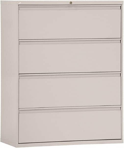 ALERA - 42" Wide x 53-1/4" High x 19-1/4" Deep, 4 Drawer Lateral File - Steel, Light Gray - Americas Industrial Supply