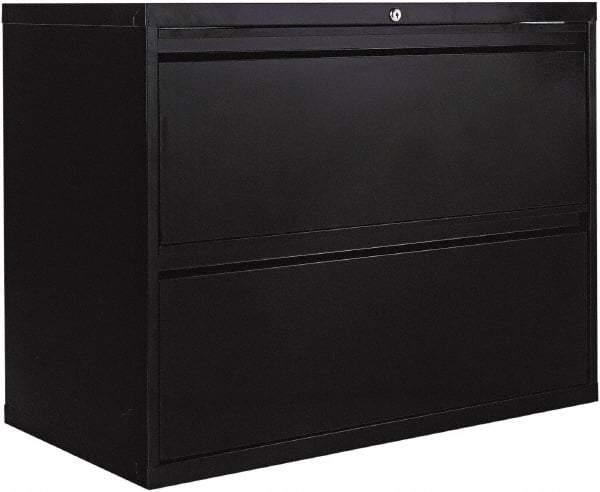 ALERA - 36" Wide x 28.38" High x 19-1/4" Deep, 2 Drawer Lateral File - Steel, Black - Americas Industrial Supply