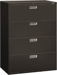 Hon - 42" Wide x 53-1/4" High x 19-1/4" Deep, 4 Drawer Lateral File - Steel, Charcoal - Americas Industrial Supply