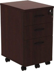 ALERA - 15.88" Wide x 28.38" High x 20-1/2" Deep, 3 Drawer Pedestal - Woodgrain Laminate, Mahogany - Americas Industrial Supply