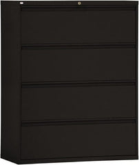 ALERA - 42" Wide x 53-1/4" High x 19-1/4" Deep, 4 Drawer Lateral File - Steel, Black - Americas Industrial Supply