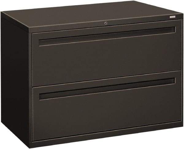 Hon - 42" Wide x 28.38" High x 19-1/4" Deep, 2 Drawer Lateral File - Steel, Charcoal - Americas Industrial Supply