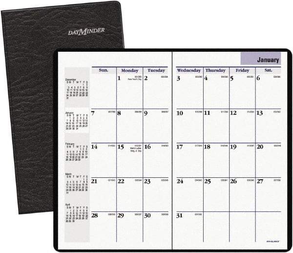 DayMinder - 24 Sheet, 8-1/8 x 10-7/8", Monthly Planner - Black - Americas Industrial Supply