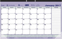 Brownline - 12 Sheet, 6-7/8 x 8-3/4", Desk Pad Calendar - Blue, White & Green - Americas Industrial Supply