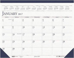 House of Doolittle - 12 Sheet, 8-1/2 x 11", Desk Pad Calendar - White & Blue - Americas Industrial Supply