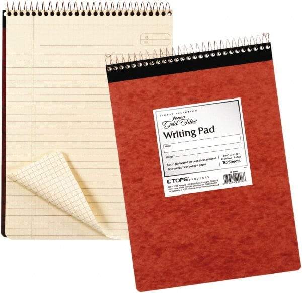 AMPAD - 70 Sheet, 6-7/8 x 8-3/4", Legal/Wide (Style) Wire Bound Notebook - Red - Americas Industrial Supply
