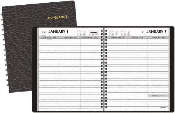 AT-A-GLANCE - 26 Sheet, 5 x 8", Weekly Planner - Black - Americas Industrial Supply