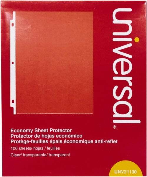 UNIVERSAL - 100 Piece Clear Sheet Protectors-Ring Binder - 11" High x 8-1/2" Wide - Americas Industrial Supply