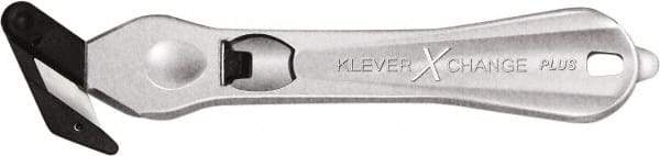 Klever Innovations - Recessed/Hook Blade Safety Cutter - 1-3/4" Carbon Steel Blade, Silver Magnesium Handle, 1 Blade Included - Americas Industrial Supply