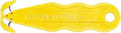 Klever Innovations - Recessed/Hook Blade Safety Cutter - 1-1/4" Carbon Steel Blade, Yellow Nylon Handle, 1 Blade Included - Americas Industrial Supply