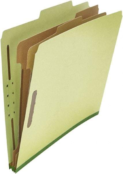 UNIVERSAL - 8-1/2 x 11", Letter Size, Green, Classification Folders with Top Tab Fastener - 25 Point Stock, Right of Center Tab Cut Location - Americas Industrial Supply