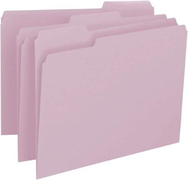 SMEAD - 8-1/2 x 11", Letter Size, Lavender, File Folders with Top Tab - 11 Point Stock, Assorted Tab Cut Location - Americas Industrial Supply