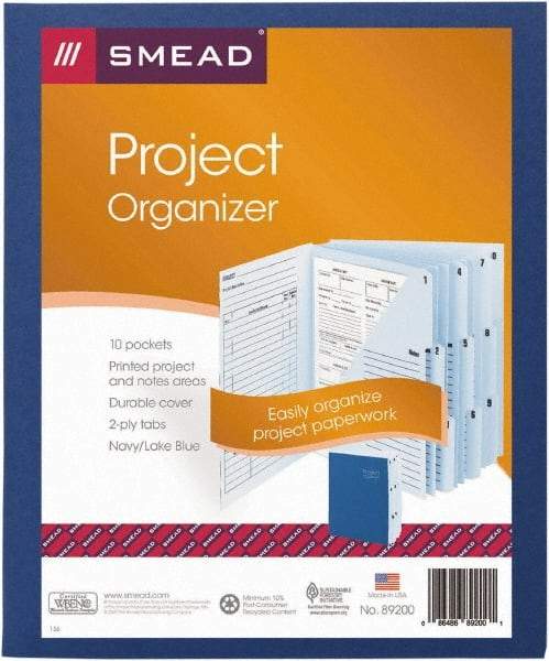 SMEAD - 8-1/2 x 11", Letter Size, Navy Blue, Expansion Folders - 1/3 Tab Cut Location - Americas Industrial Supply