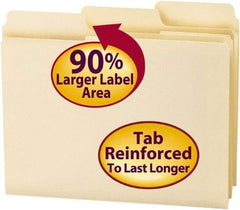 SMEAD - 8-1/2 x 11", Letter Size, Manila, File Folders with Top Tab - 11 Point Stock, Assorted Tab Cut Location - Americas Industrial Supply