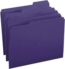 SMEAD - 8-1/2 x 11", Letter Size, Navy Blue, File Folders with Top Tab - 11 Point Stock, Assorted Tab Cut Location - Americas Industrial Supply