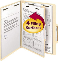 SMEAD - 8-1/2 x 11", Letter Size, Manila, Classification Folders with Top Tab Fastener - 18 Point Stock, Right of Center Tab Cut Location - Americas Industrial Supply
