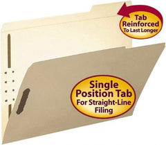 SMEAD - 8-1/2 x 11", Letter Size, Manila, File Folders with Top Tab - 11 Point Stock, 1/3 Tab Cut Location - Americas Industrial Supply