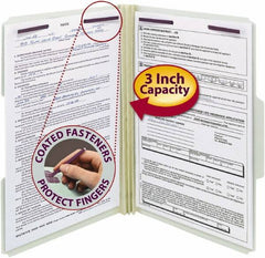 SMEAD - 9-1/2 x 14-1/2", Legal, Gray-Green, File Folders with Top Tab - 25 Point Stock, Assorted Tab Cut Location - Americas Industrial Supply