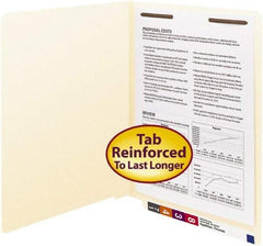 SMEAD - 8-1/2 x 11", Letter Size, Manila, File Folders with End Tab - 11 Point Stock, Straight Tab Cut Location - Americas Industrial Supply