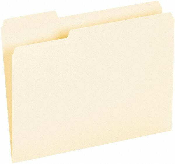 UNIVERSAL - 8-1/2 x 11", Letter Size, Manila, File Folders with Top Tab - Assorted Tab Cut Location - Americas Industrial Supply