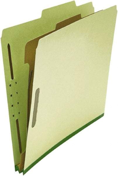 UNIVERSAL - 8-1/2 x 11", Letter Size, Green, Classification Folders with Top Tab Fastener - 25 Point Stock, Right of Center Tab Cut Location - Americas Industrial Supply
