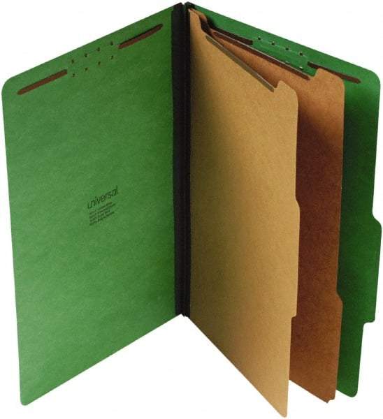 UNIVERSAL - 9-1/2 x 14-1/2", Legal, Emerald Green, Classification Folders with Top Tab Fastener - 25 Point Stock, Right of Center Tab Cut Location - Americas Industrial Supply