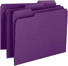 SMEAD - 8-1/2 x 11", Letter Size, Purple, File Folders with Top Tab - 11 Point Stock, Assorted Tab Cut Location - Americas Industrial Supply