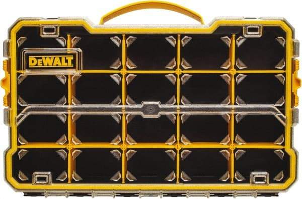 DeWALT - 11" Wide x 2-7/8" High x 17-3/8" Deep, Small Parts Compartment Box - Plastic Frame, 20 Compartments, 2-7/8" High Bin - Americas Industrial Supply