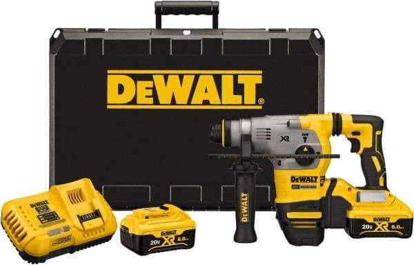 DeWALT - 20 Volt 1-1/8" SDS Plus Chuck Cordless Rotary Hammer - 0 to 4,480 BPM, 0 to 1,500 RPM, Reversible - Americas Industrial Supply