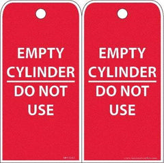 NMC - 6" High x 3" Long, EMPTY CYLINDER-DO NOT USE, English Safety & Facility Accident Prevention Tag - 2 Sides, White Poly - Americas Industrial Supply