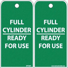 NMC - 6" High x 3" Long, FULL CYLINDER-READY FOR USE, English Safety & Facility Accident Prevention Tag - 2 Sides, White Poly - Americas Industrial Supply