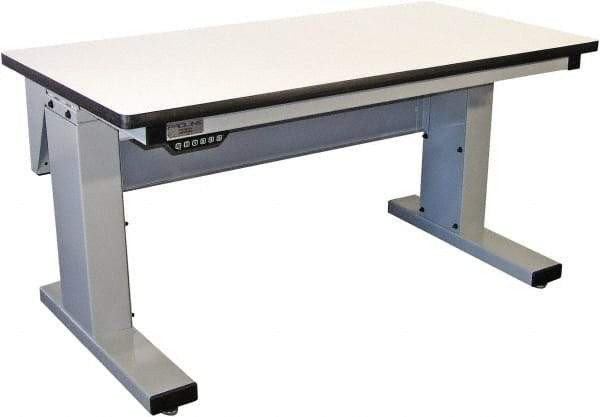 Proline - 60 Wide x 30" Deep x 42-1/2" High, Plastic Laminate Workbench - Adjustable Height Legs, Light Gray - Americas Industrial Supply