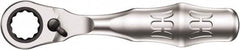 Wera - 1/4" Splined Drive Pear Head Mini-Ratchet Drive - Chrome Vanadium Finish, 4" OAL, 60 Gear Teeth, Forged Grip Handle - Americas Industrial Supply