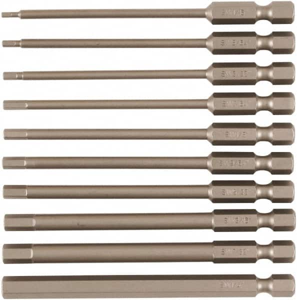 Wiha - 10 Piece, Tamperproof Hex Bit Set - 5/64 to 1/4" Hex, 1/4" Drive, Hex Security Point - Americas Industrial Supply