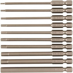 Wiha - 10 Piece, Tamperproof Hex Bit Set - 5/64 to 1/4" Hex, 1/4" Drive, Hex Security Point - Americas Industrial Supply