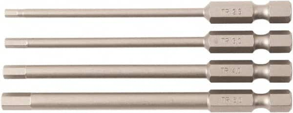 Wiha - 4 Piece, Bit Set - 1/4" Drive, Hex Point - Americas Industrial Supply