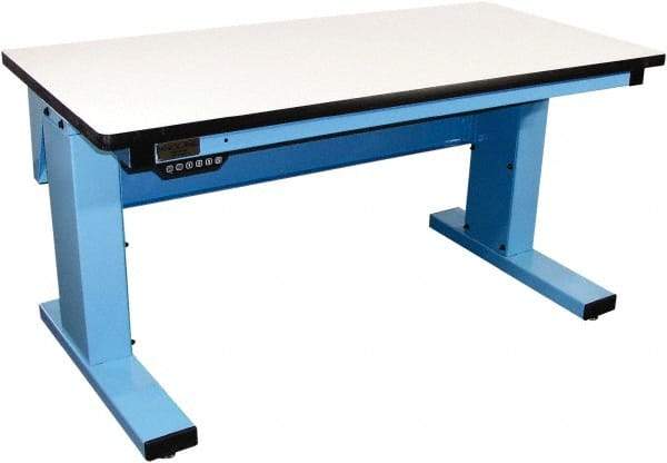 Proline - 60 Wide x 30" Deep x 42-1/2" High, Plastic Laminate Workbench - Adjustable Height Legs, Light Blue - Americas Industrial Supply