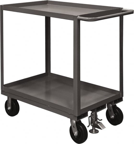 Durham - 2,400 Lb Capacity, 48" Wide x 24" Long x 37-5/8" High Service Cart - 2 Shelf, Steel, 2 Rigid/2 Swivel Casters - Americas Industrial Supply