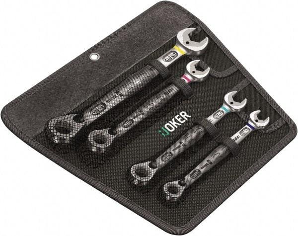 Wera - 4 Piece, 10mm to 19mm, Combination Wrench Set - Metric Measurement Standard, Chrome Vanadium Finish, Comes in Nylon Pouch - Americas Industrial Supply