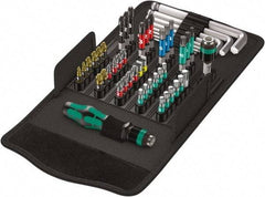 Wera - 52 Piece, 1/4" Drive Screwdriver Bit Set - #1, #2 & #3 Phillips, 1.5 to 8mm Hex, T10 to T40 Torx, #1, #2 & #3 Pozidriv - Americas Industrial Supply