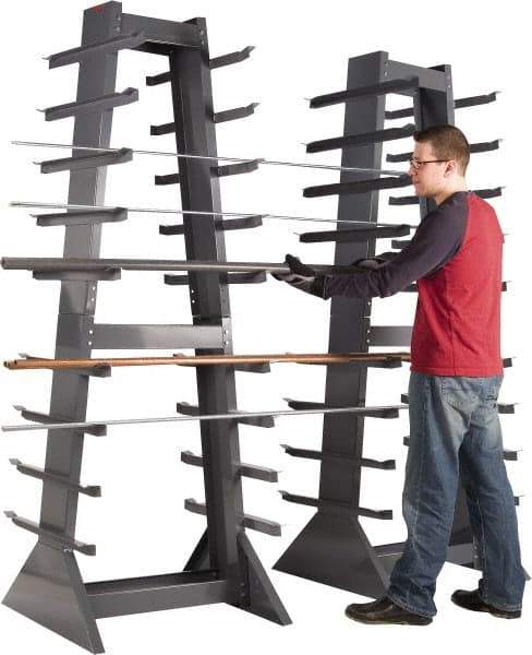 Durham - 9 Bay, 9 Shelf, 2,600 Lb Capacity, Gray 2-Sided Horizontal Bar Storage Rack - 30" Wide x 85" High x 30" Deep - Americas Industrial Supply
