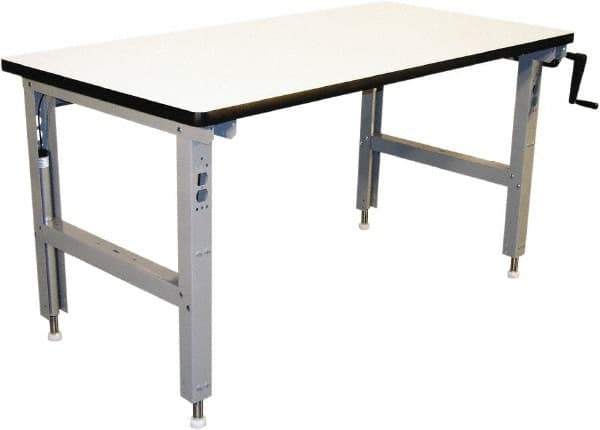 Proline - 72 Wide x 36" Deep x 42" High, Plastic Laminate Workbench - Adjustable Height Legs, Light Gray - Americas Industrial Supply