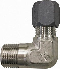 Made in USA - 1-1/2" OD, Grade 316Stainless Steel Male Elbow - 1-7/8" Hex, Comp x MPT Ends - Americas Industrial Supply