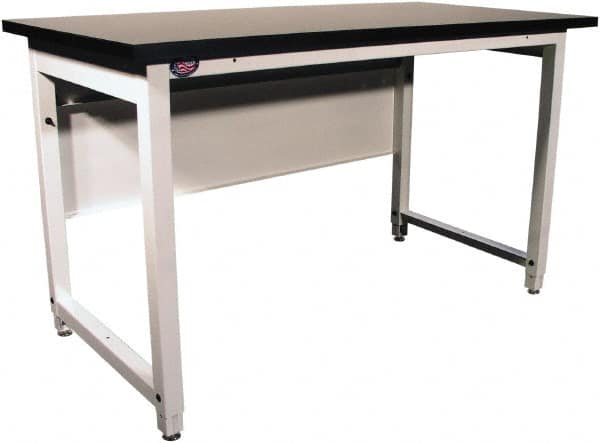 Proline - 60 Wide x 30" Deep x 40" High, Chem-Guard Workbench - Adjustable Height Legs, White - Americas Industrial Supply