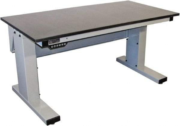 Proline - 60 Wide x 30" Deep x 42-1/2" High, Epoxy Resin Workbench - Adjustable Height Legs, Light Gray - Americas Industrial Supply